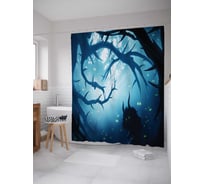 Штора (занавеска) для ванной JoyArty "Сказочный дремучий лес" из сатена, 180х200 см с крючками, sc_12891