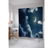 Штора (занавеска) для ванной JoyArty "Звездное сияние месяца" из сатена, 180х200 см с крючками, sc_18403