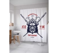 Штора (занавеска) для ванной JoyArty "Самурайская академия" из сатена, 180х200 см с крючками, sc_18279