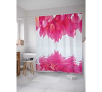 Штора (занавеска) для ванной JoyArty "Цветы в отражении" из сатена, 180х200 см с крючками, sc_17583