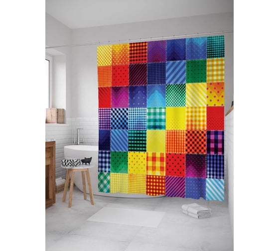 Штора (занавеска) для ванной JoyArty "Креативная текстура" из сатена, 180х200 см с крючками, sc_19423 1