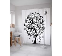 Штора (занавеска) для ванной JoyArty "Ужасы Хэллоуина" из сатена, 180х200 см с крючками, sc_19411