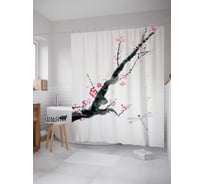 Штора (занавеска) для ванной JoyArty "Зачарованная сакура" из сатена, 180х200 см с крючками, sc_18362