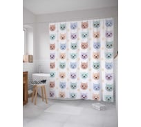 Штора (занавеска) для ванной JoyArty "Эмоциональные коты" из сатена, 180х200 см с крючками, sc_18373