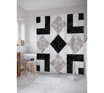 Штора (занавеска) для ванной JoyArty "Упорядоченная плитка" из сатена, 180х200 см с крючками, sc_19440