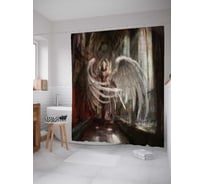 Штора (занавеска) для ванной JoyArty "Девушка-воин с крыльями" из сатена, 180х200 см с крючками, sc_12914