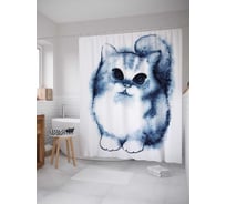 Штора (занавеска) для ванной JoyArty "Милый пушистик" из сатена, 180х200 см с крючками, sc_17431