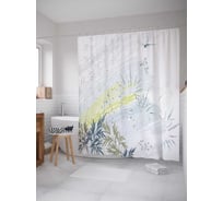 Штора (занавеска) для ванной JoyArty "Цветочный салют" из сатена, 180х200 см с крючками, sc_18349