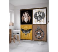 Штора (занавеска) для ванной JoyArty "Магические символы" из сатена, 180х200 см с крючками, sc_19375