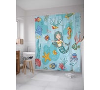 Штора (занавеска) для ванной JoyArty "Морская русалка" из сатена, 180х200 см с крючками, sc_12847