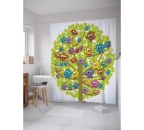 Штора (занавеска) для ванной JoyArty "Птичье собрание" из сатена, 180х200 см с крючками, sc_18488