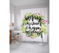 Штора (занавеска) для ванной JoyArty "Счастливого Рождества" из сатена, 180х200 см с крючками, sc_19384