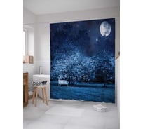 Штора (занавеска) для ванной JoyArty "Лунный вечер" из сатена, 180х200 см с крючками, sc_12913