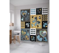 Штора (занавеска) для ванной JoyArty "Сердца и бабочки" из сатена, 180х200 см с крючками, sc_19428