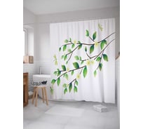 Штора (занавеска) для ванной JoyArty "Ветка жизни" из сатена, 180х200 см с крючками, sc_18327
