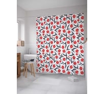 Штора (занавеска) для ванной JoyArty "Цветочный узор" из сатена, 180х200 см с крючками, sc_17741