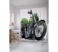 Штора (занавеска) для ванной JoyArty "Мощный чоппер" из сатена, 180х200 см с крючками, sc_18238