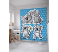 Штора (занавеска) для ванной JoyArty "Дружные коалы" из сатена, 180х200 см с крючками, sc_18147