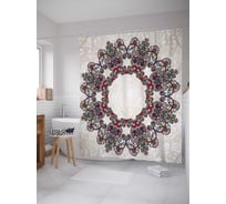 Штора (занавеска) для ванной JoyArty "Цветочный узор" из сатена, 180х200 см с крючками, sc_16076
