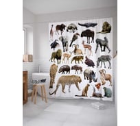 Штора (занавеска) для ванной JoyArty "Дикая фауна" из сатена, 180х200 см с крючками, sc_17575