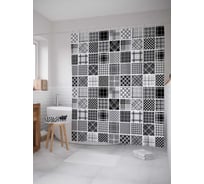 Штора (занавеска) для ванной JoyArty "Классическая плитка с узорами" из сатена, 180х200 см с крючками, sc_18016