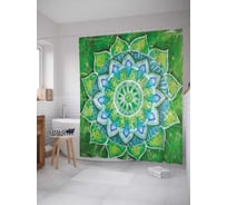 Штора (занавеска) для ванной JoyArty "Цветочный узор" из сатена, 180х200 см с крючками, sc_16074