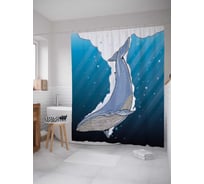 Штора (занавеска) для ванной JoyArty "Кит ныряет" из сатена, 180х200 см с крючками, sc_21935
