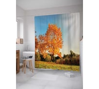 Штора (занавеска) для ванной JoyArty "Осеннее солнышко" из сатена, 180х200 см с крючками, sc_19328