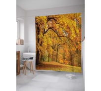 Штора (занавеска) для ванной JoyArty "Желтеющий лес" из сатена, 180х200 см с крючками, sc_15747