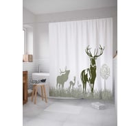 Штора (занавеска) для ванной JoyArty "Клич лося" из сатена, 180х200 см с крючками, sc_12788
