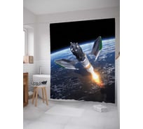 Штора (занавеска) для ванной JoyArty "Космический шаттл" из сатена, 180х200 см с крючками, sc_15665