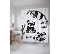 Штора (занавеска) для ванной JoyArty "Любвеобильная панда" из сатена, 180х200 см с крючками, sc_18128