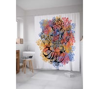 Штора (занавеска) для ванной JoyArty "Ганеша в красках" из сатена, 180х200 см с крючками, sc_19217
