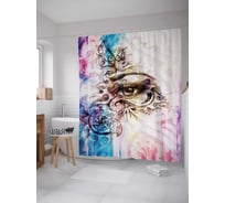Штора (занавеска) для ванной JoyArty "Загадочный взгляд" из сатена, 180х200 см с крючками, sc_19345