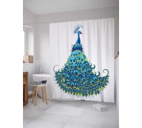 Штора (занавеска) для ванной JoyArty "Прикосновение павлина" из сатена, 180х200 см с крючками, sc_12589