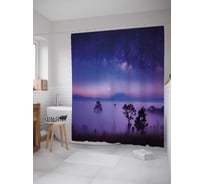 Штора (занавеска) для ванной JoyArty "Лес утонул в тумане" из сатена, 180х200 см с крючками, sc_18119