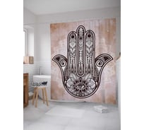 Штора (занавеска) для ванной JoyArty "Амулет для защиты" из сатена, 180х200 см с крючками, sc_19279