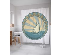 Штора (занавеска) для ванной JoyArty "Солнечные паруса" из сатена, 180х200 см с крючками, sc_12519