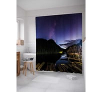 Штора (занавеска) для ванной JoyArty "Вечер у реки" из сатена, 180х200 см с крючками, sc_18117