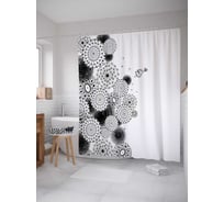 Штора (занавеска) для ванной JoyArty "Одуванчиковый мир" из сатена, 180х200 см с крючками, sc_18103