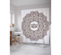 Штора (занавеска) для ванной JoyArty "Глазастый узор" из сатена, 180х200 см с крючками, sc_19351