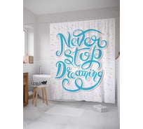 Штора (занавеска) для ванной JoyArty "Постоянно мечтай" из сатена, 180х200 см с крючками, sc_19190