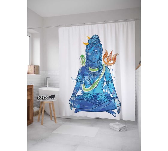 Штора (занавеска) для ванной JoyArty "Водная сущность" из сатена, 180х200 см с крючками, sc_19248 1