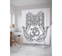 Штора (занавеска) для ванной JoyArty "Индуистская хамса" из сатена, 180х200 см с крючками, sc_19277