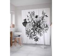 Штора (занавеска) для ванной JoyArty "Природные букеты" из сатена, 180х200 см с крючками, sc_18105