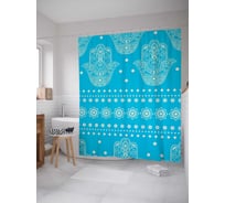 Штора (занавеска) для ванной JoyArty "Цветочная хамса" из сатена, 180х200 см с крючками, sc_19275