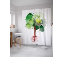 Штора (занавеска) для ванной JoyArty "Дерево в красочных пятнах" из сатена, 180х200 см с крючками, sc_16031