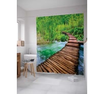 Штора (занавеска) для ванной JoyArty "Закругленный речной мост" из сатена, 180х200 см с крючками, sc_16102