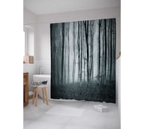 Штора (занавеска) для ванной JoyArty "Невообразимый лес" из сатена, 180х200 см с крючками, sc_18112