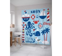 Штора (занавеска) для ванной JoyArty "Морской капитан" из сатена, 180х200 см с крючками, sc_12565
